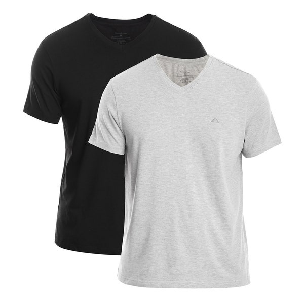 Cleocotton, (2-Pack) Premium Men’s V-Neck T-Shirt | Ultra Soft, Cotton-Modal-Stretch T-Shirt | Tag Free, Size S to XXL (Made in Egypt)