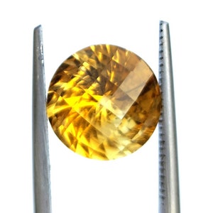 Natural Citrine Checker Cut Loose, Citrine Quartz Round Shape, Real Citrine 10x10x6.50 mm, Citrine Stone 3.20 Ct, Loose Gemstone For Jewelry