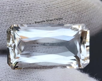 Natural Rock Crystal Quartz Baguette Gemstone, Prince Cut Stone