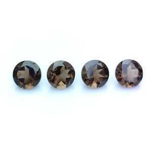 Natural Smoky Quartz, Round Shape, 4 Pcs 14.40 Ct 10 mm Smoky Quartz Cut Stone, Faceted Smoky Quartz, Jewelry Making, Loose Gemstone