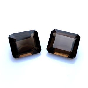 Natural Smoky Quartz, Octagon Shape, Pair 10.70 Ct 12x10x6 mm Smoky Quartz Stone, Faceted Smoky Quartz, Jewelry Making, Loose Gemstone