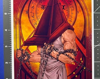 5"x7" Art Print | Elegant Spooky Videogame | Red Pyramid Head