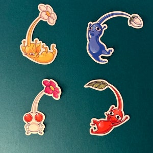 3 "Set mit 4 Aufklebern | Niedliches Pflanzen Videospiel | Aufkleber Stationär