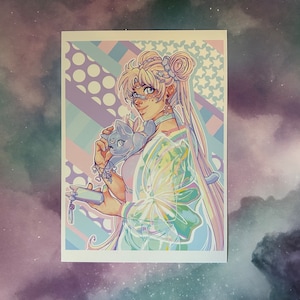 5 &quot;x 7&quot; Kunstdruck | Pastell Mond Prinzessin | Sailor Moon