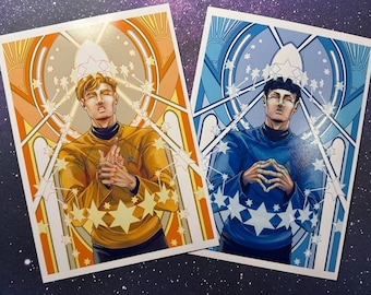 5"x7" Art Print | Art Deco Inspired Captain Kirk & Mr. Spock | The Original Series