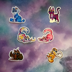 2,5"Set mit 6 Aufklebern | Süße & Lustige Sailor Katzen | Anime Videospiel Journaling Dekor | Mond