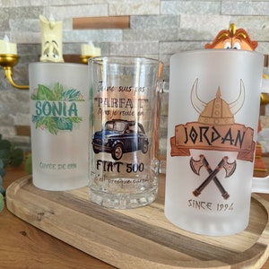 Chope à bière personnalisée verres personnalisés plusieurs modèles de verre, sublimation, cadeaux personnalisés image 1