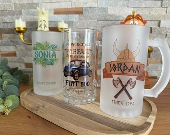 Chope à bière personnalisée verres personnalisés plusieurs modèles de verre, sublimation, cadeaux personnalisés