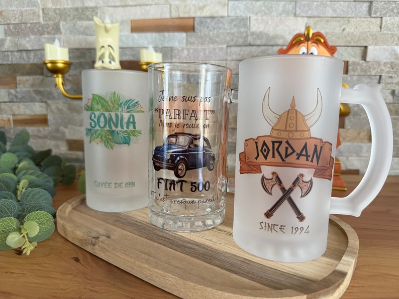 Personalisierter Bierkrug, personalisierte Gläser, mehrere Glasmodelle, Sublimation, personalisierte Geschenke Bild 1