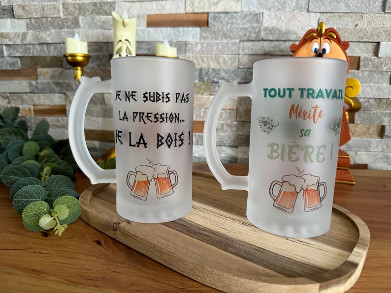 Chope à bière personnalisée verres personnalisés plusieurs modèles de verre, sublimation, cadeaux personnalisés image 3