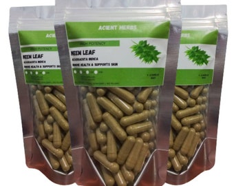 Neem Leaf Natural Extract Capsules - Organic Azadirachta Indica Capsules 500 mg 10:1 Extract - Acient Herbs