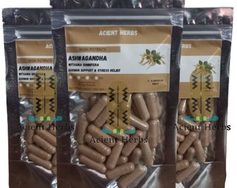 Organic Pure Ashwagandha Capsules - 500 mg 10:1 Extract - Acient Herbs