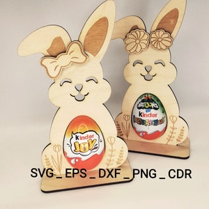 Süßer Osterhase für Ü Ei Datei , Laser Cut Datei, Svg, Eps, Dxf, Png ,Cdr /57/ Bild 1