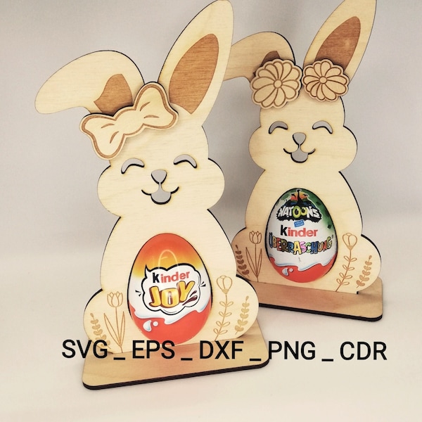 Süßer Osterhase für Ü Ei  Datei , Laser Cut Datei, Svg, Eps, Dxf, Png ,Cdr /#57/