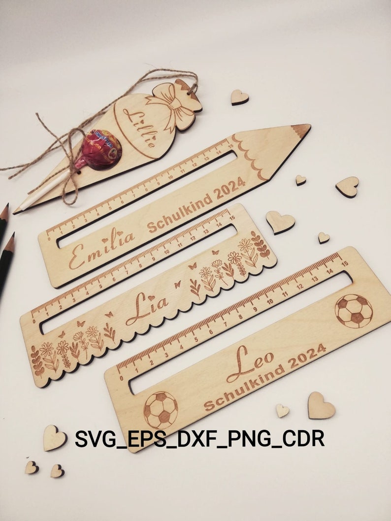 Small Heart Ruler SVG Lasercut File, Reading Aid Rulers 4 Different Motifs, SVG School ...