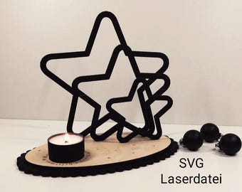 SVG Frohe Weihnachten , Merry Christmas Stern-Teelichthalter , SVG Laserdatei  , /#102/