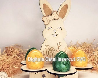 Easter Bunny Egg Holder, Laser Cut File, Svg, Eps, Dxf, Png, Cdr /#55/