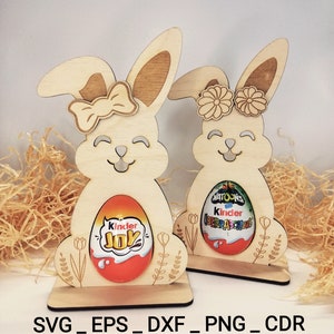 Süßer Osterhase für Ü Ei Datei , Laser Cut Datei, Svg, Eps, Dxf, Png ,Cdr /57/ Bild 2