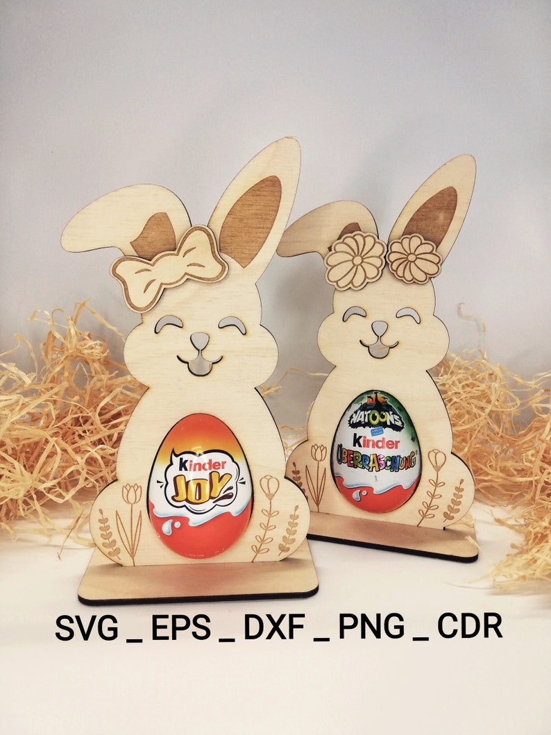 Süßer Osterhase für Ü Ei Datei , Laser Cut Datei, Svg, Eps, Dxf, Png ,Cdr /57/ Bild 2