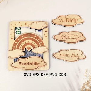 Regenbogen SVG Laser Cut Datei, Geldgeschenk, Gutscheinhalter ,Svg, Eps, Dxf, Png ,Cdr /#49/