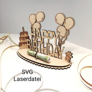 Verjaardagslaserbestand, Gelukkige verjaardag, cadeau-idee SVG, dxf, png /#5/
