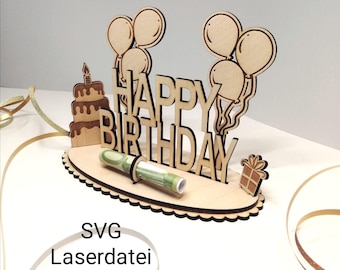 Birthday laser file, Happy Birthday, gift idea SVG, dxf, png /#5/