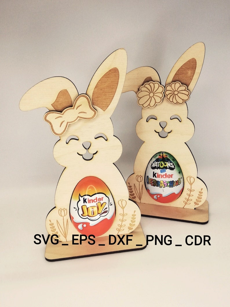 Süßer Osterhase für Ü Ei Datei , Laser Cut Datei, Svg, Eps, Dxf, Png ,Cdr /57/ Bild 1