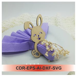 File laser SVG portatovaglioli coniglietto pasquale, decorazione da tavola per Pasqua/#53/