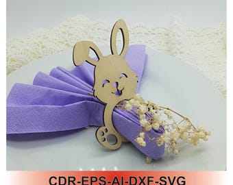 Laser file SVG napkin rings Easter bunny, table decoration for Easter/#53/