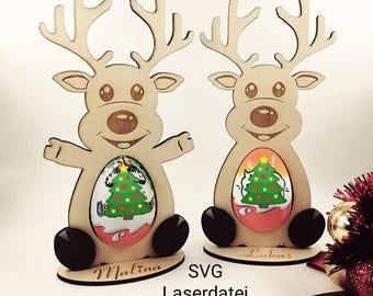 SVG Reindeer Ü-Ei, Lasercut File /#73/