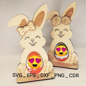 Schattig paashaasje voor Kinder Surprise-ei, lasersnijbestand, SVG, EPS, DXF, PNG, CDR /#57/