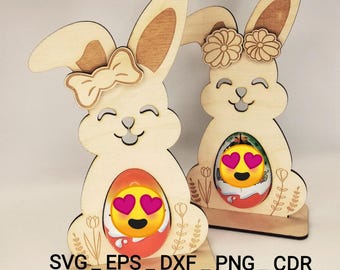 Cute Easter bunny for Kinder Surprise egg file, laser cut file, SVG, EPS, DXF, PNG, CDR /#57/