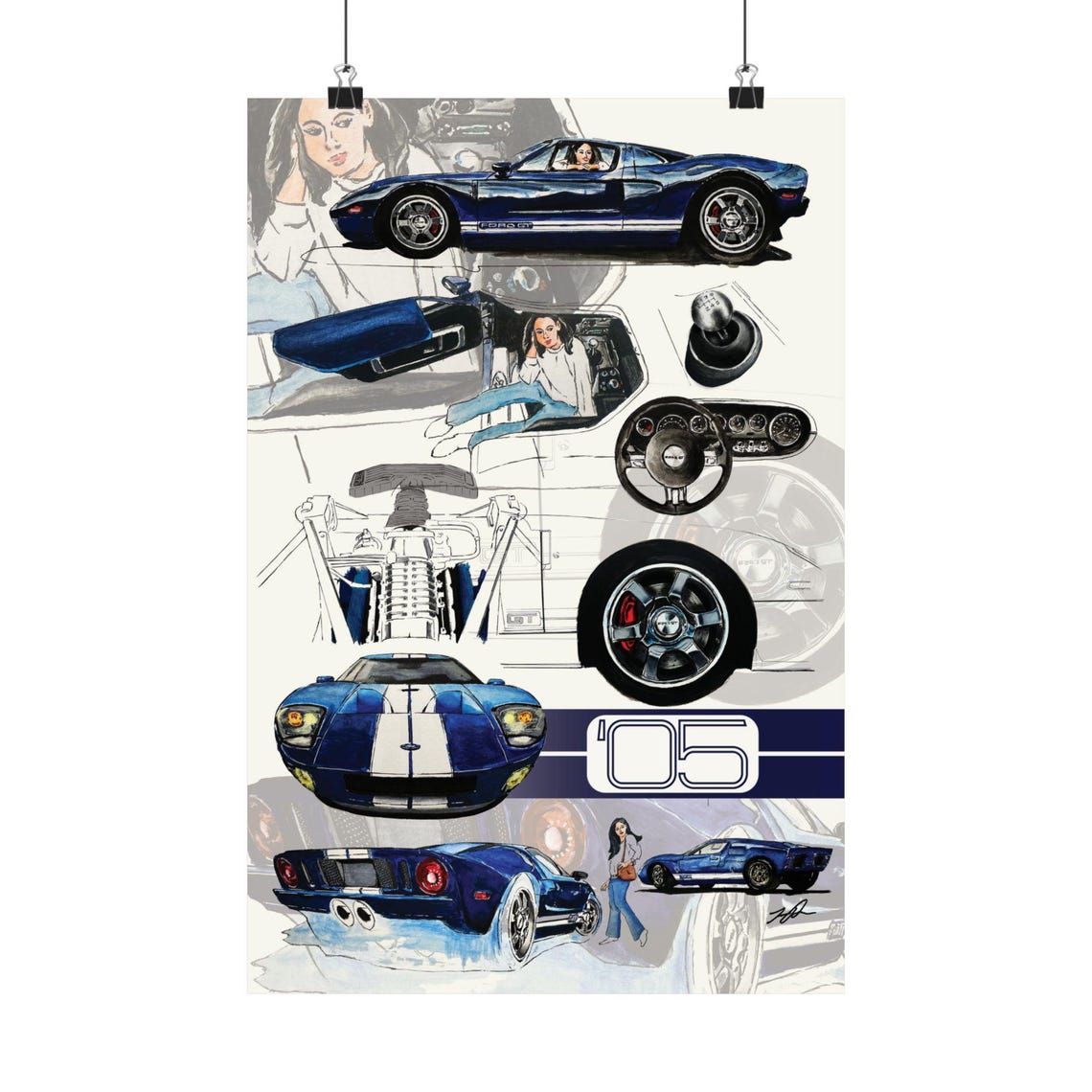 Ford GT Poster , Ford GT40 , Inspired Print , for Car Lovers , Car Art ...