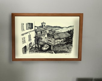 Italian Town Ink Drawing