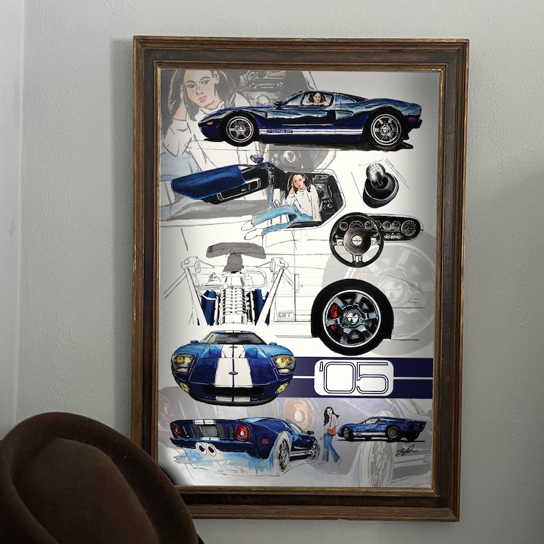 Ford GT Poster , Ford GT40 , Inspired Print , for Car Lovers , Car Art ...