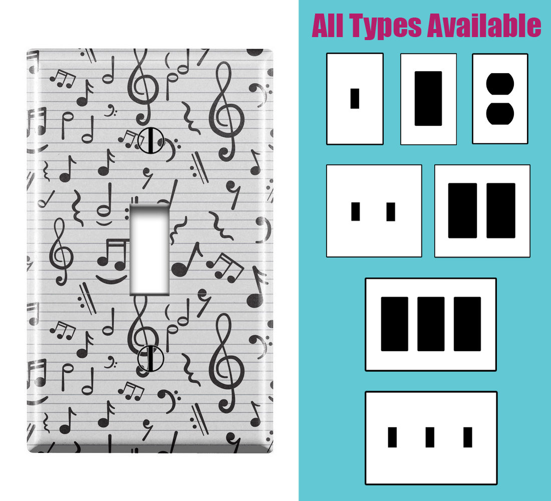 Wall Switch Plate, Music Notes Pattern, Toggle / Decora / Outlet ...