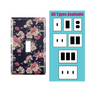 Placa de interruptor de pared, flores florales acuarela patrón de diseño, Toggle / Decora / Outlet Cubierta de luz decorativa