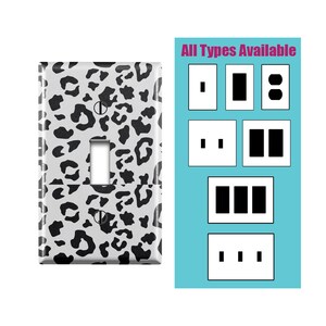 Wall Switch Plate, Leopard White Black Print Pattern, Toggle / Decora / Outlet Decorative light Cover