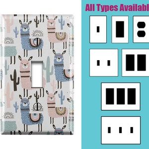 Wall Switch Plate, Cute Llama Cactus Pattern, Toggle / Decora / Outlet Decorative light Cover