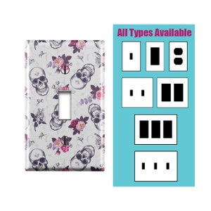 Wall Switch Plate, Human Skulls On Design Pattern, Toggle / Decora / Outlet Decorative light Cover