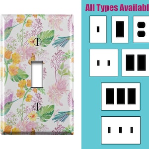 Placa de interruptor de pared, lindo patrón de impresión de colibrí de pájaro floral, toggle / decora / outlet cubierta de luz decorativa