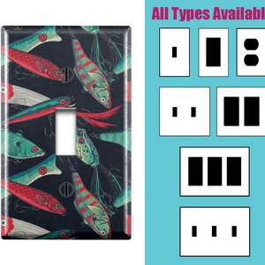 Wall Switch Plate, Cool Fishing Lures Print Pattern, Toggle / Decora / Outlet Decorative light Cover