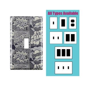 Wall Switch Plate, Retro Pop Art Comic Shout Design Pattern, Toggle / Decora / Outlet Decorative light Cover