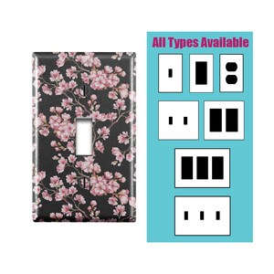 Wall Switch Plate, Watercolor Cherry Blossoms Print Design Pattern, Toggle / Decora / Outlet Decorative light Cover