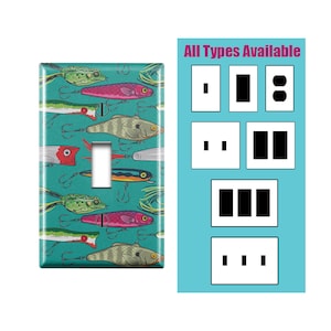 Wall Switch Plate, Pop Colorful Fishing Lures Design Pattern, Toggle / Decora / Outlet Decorative light Cover
