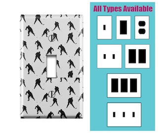 Wall Switch Plate, Hockey Players Design Pattern, Toggle / Decora / Outlet Decorative light Cover