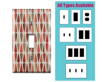 Wall Switch Plate, Midcentury Modern Style Retro Design Pattern, Toggle / Decora / Outlet Decorative light Cover