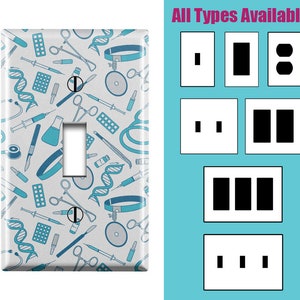 Wall Switch Plate, Big Collection Medical Tools Pattern, Toggle / Decora / Outlet Decorative light Cover