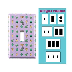 Wall Switch Plate, Trippy Marijuanar Print Pattern, Toggle / Decora / Outlet Decorative light Cover