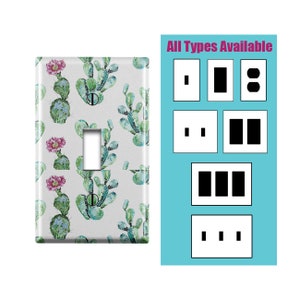 Placa de interruptor de pared, patrón floral de cactus de acuarela, toggle / decora / outlet cubierta de luz decorativa